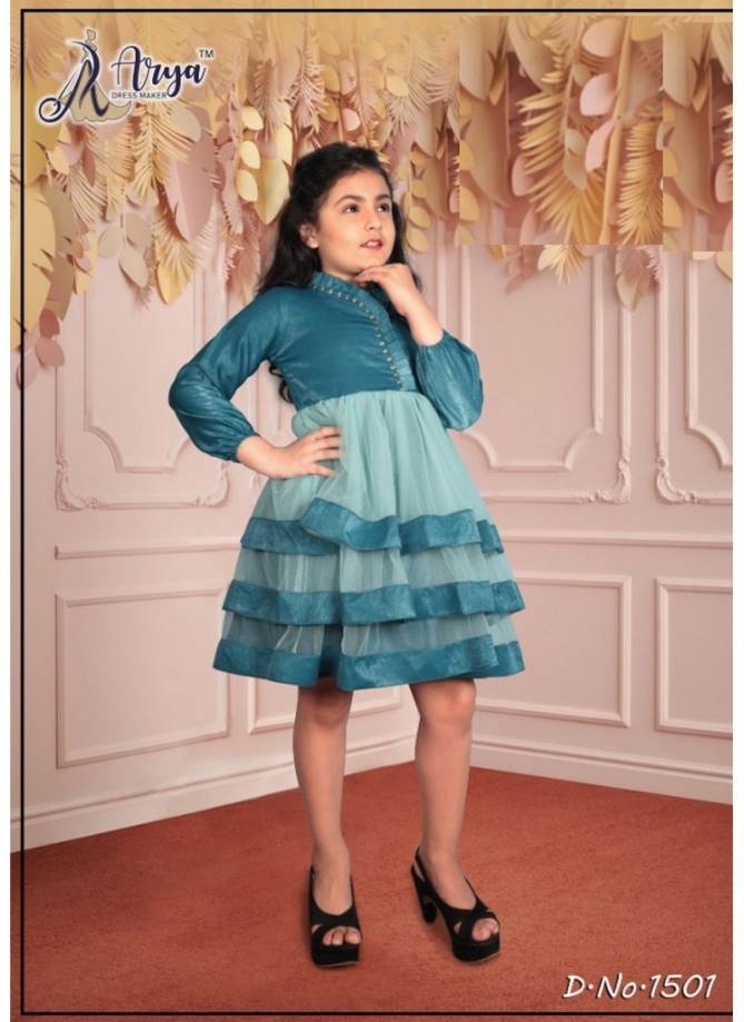 Arya Tanvi Kids Wear Designer Party Wear Cotton Velvet And Net Frock Collection 
